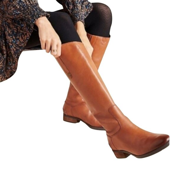 Sam Edelman 109 Penny Classic Leather 6.5W Knee High Riding Boots Zip Closure Co - Picture 2 of 14